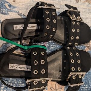 Forever Link Black Studded Sandals